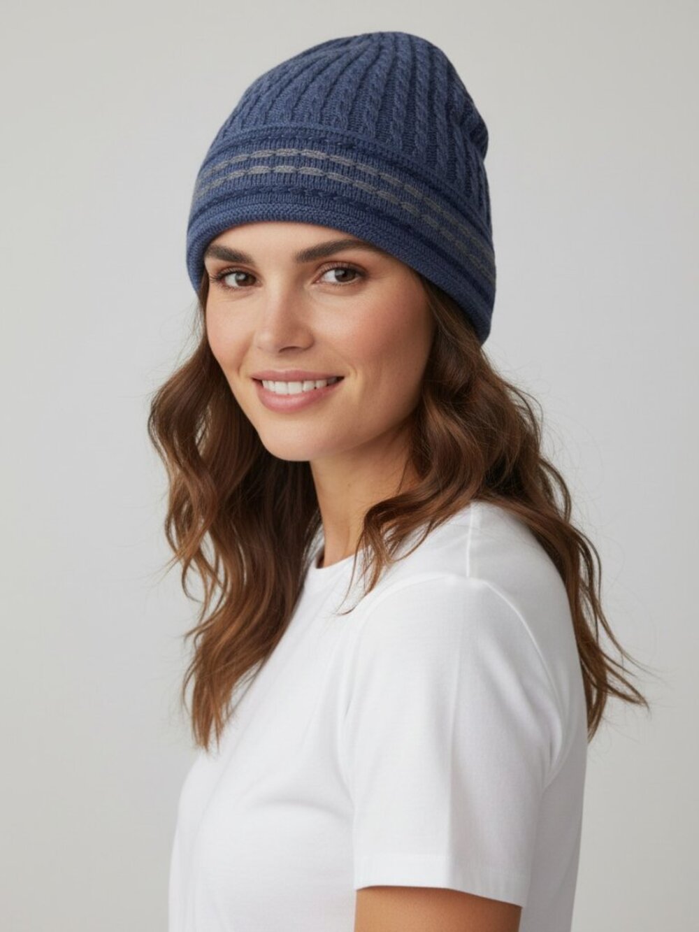 Columbia Women's Blue Knit Ribbed Beanie Hat